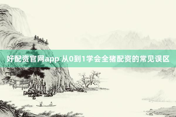好配资官网app 从0到1学会全猪配资的常见误区