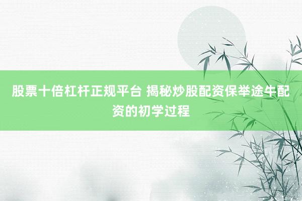 股票十倍杠杆正规平台 揭秘炒股配资保举途牛配资的初学过程